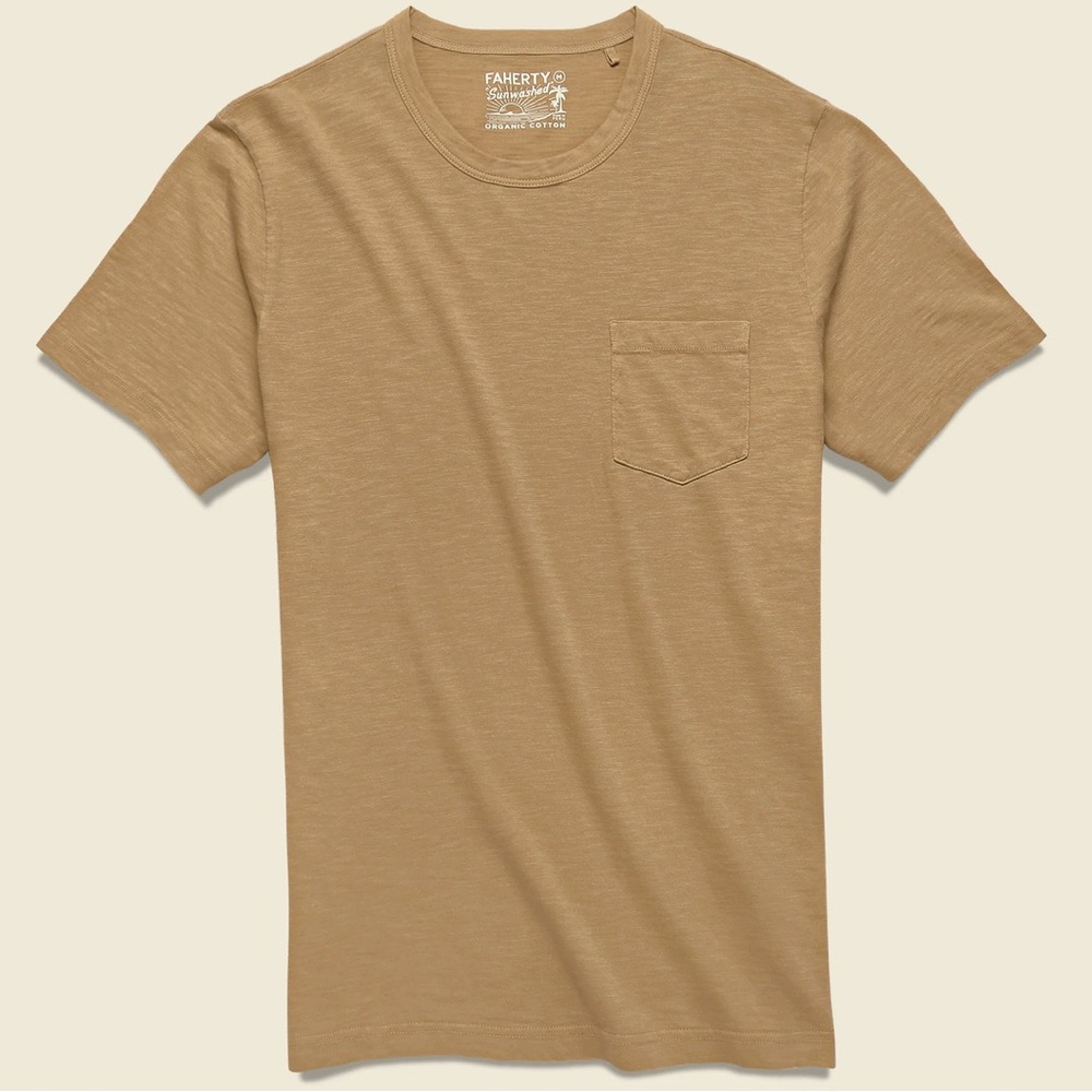 Faherty Garment Dyed Pocket Tee - Walnut